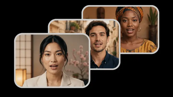 Presenter video examples adapted for different languages